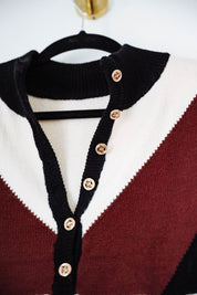 Geometric Knit V Neck Sweater