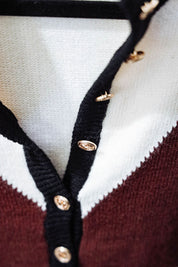 Geometric Knit V Neck Sweater