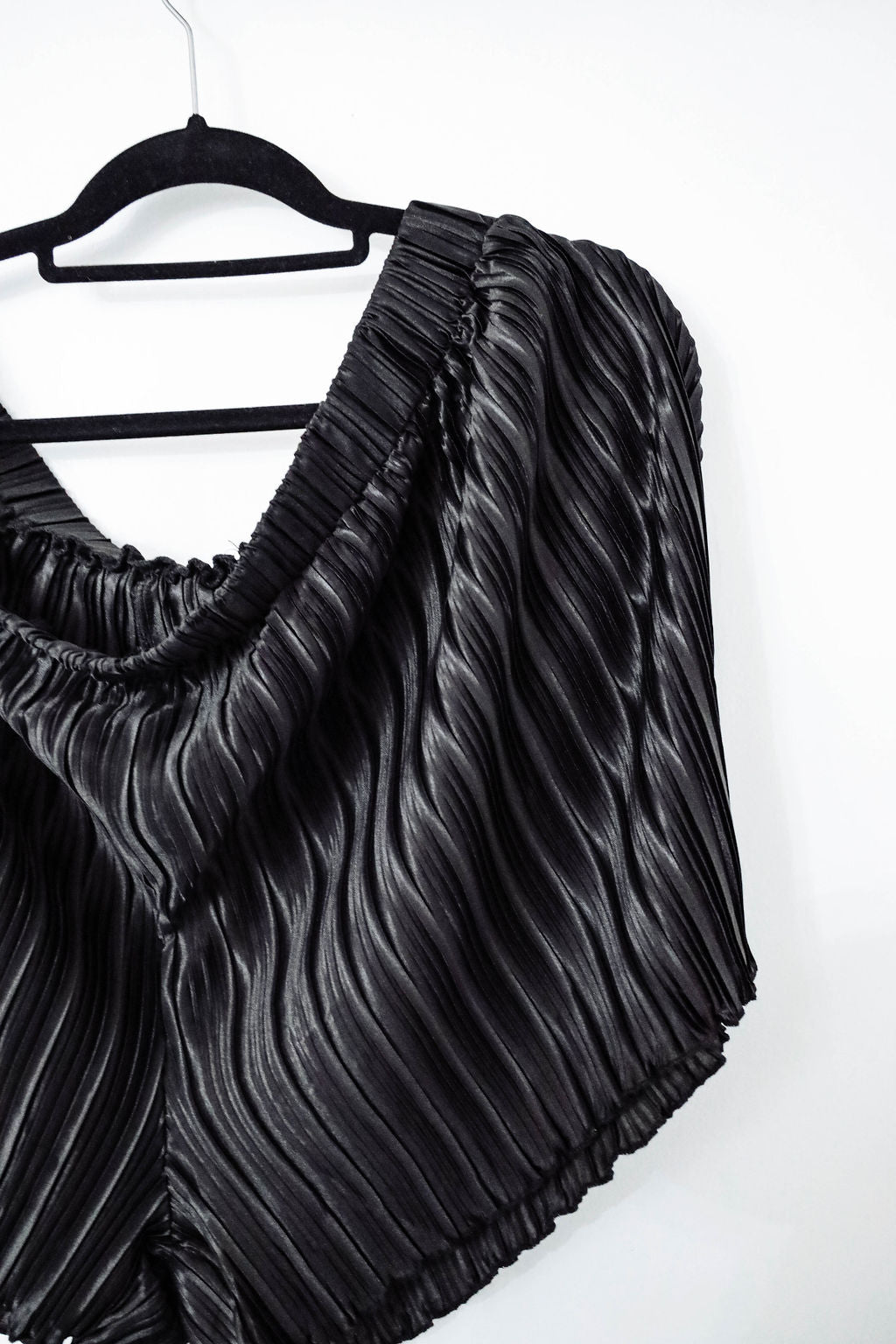 Pleated Shirt and Shorts Set Plus Size