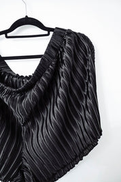 Pleated Shirt and Shorts Set Plus Size