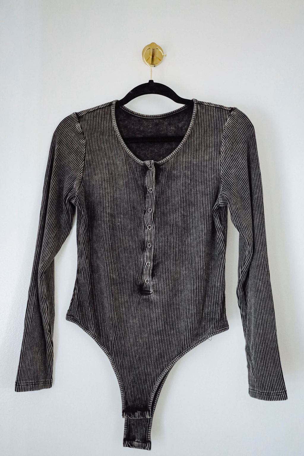 Ribbed Knit Snap Button Bodysuit