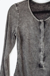 Ribbed Knit Snap Button Bodysuit