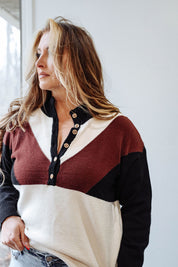 Geometric Knit V Neck Sweater