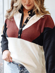 Geometric Knit V Neck Sweater
