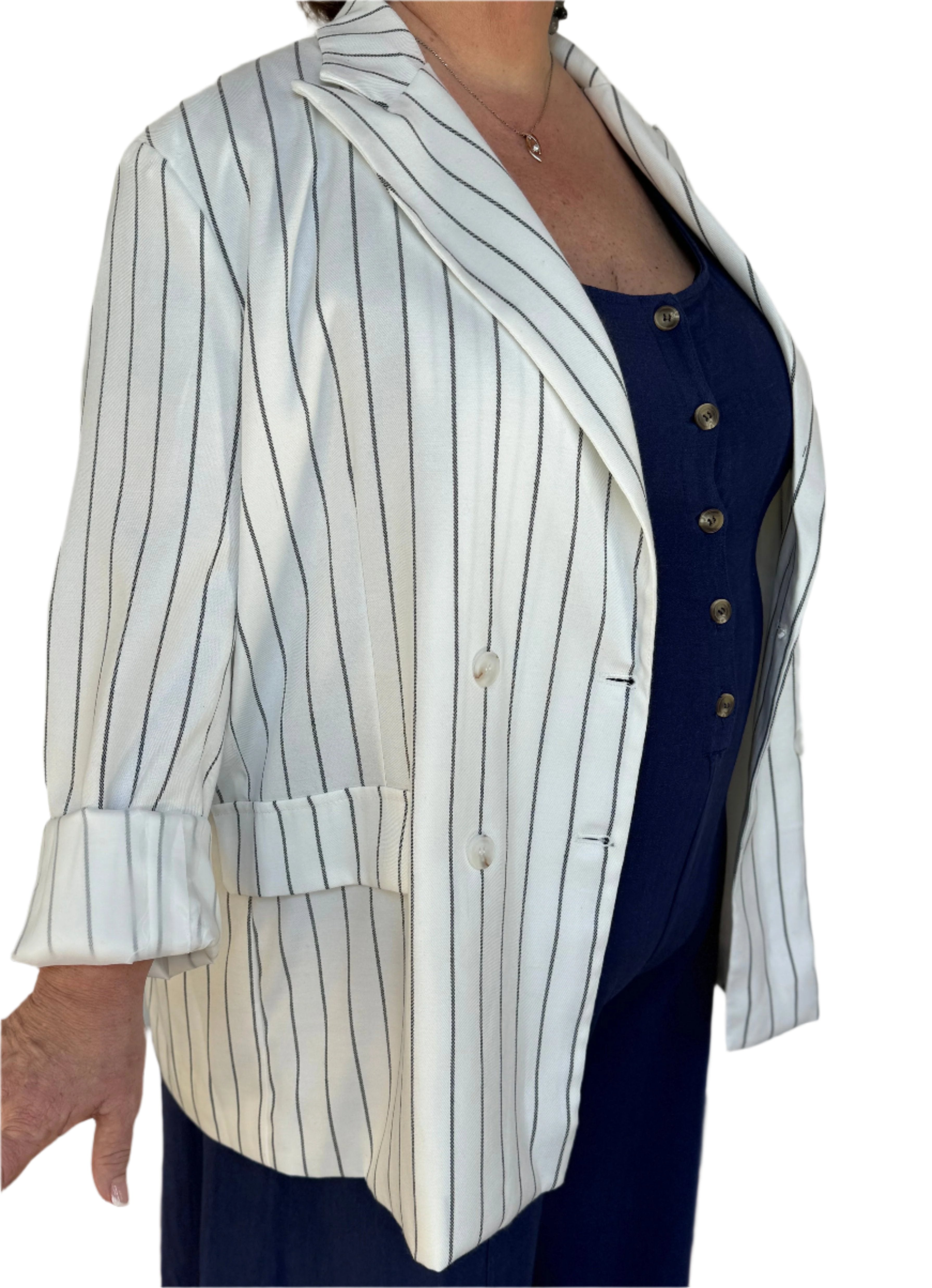 Plus Size Casual Stripe Blazer