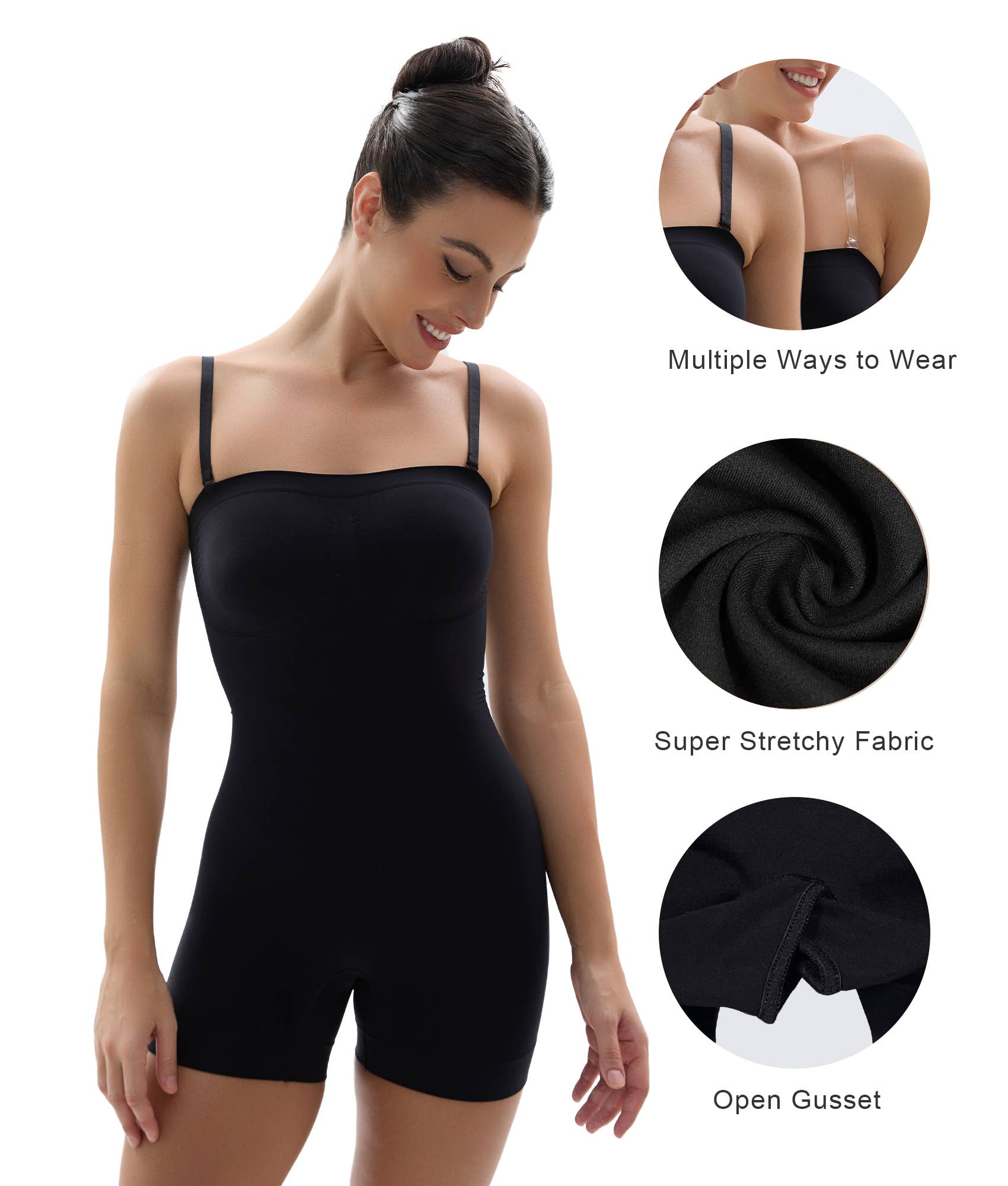 SHAPERX Strapless Shortie Bodysuit for Women Tummy Control