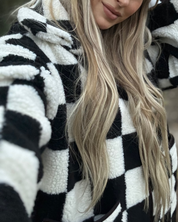 Checkered Button Coat With Pockets