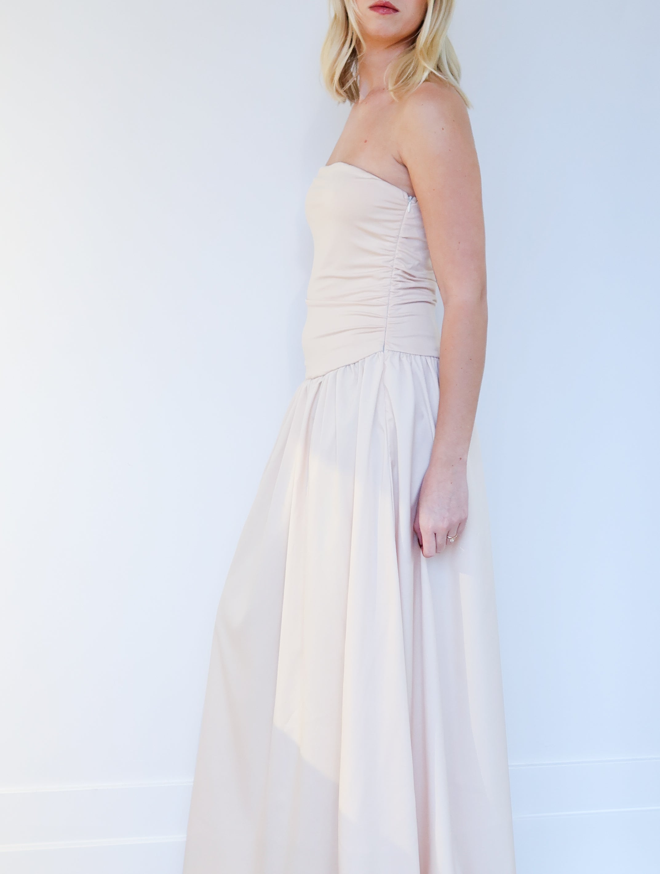 Strapless Ruched Maxi Dress