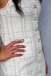 Pearl-Button Vest Dress