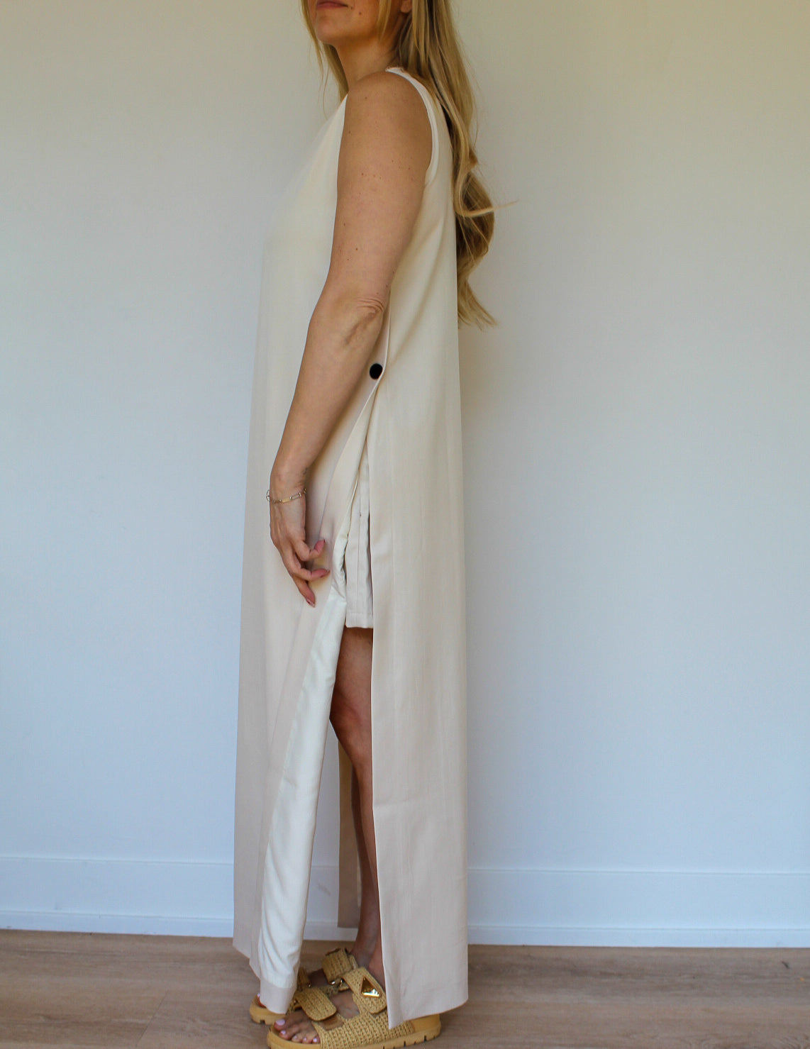 Sleeveless Side Button Maxi