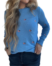 Cozy Flag Pattern Crew Neck Sweater