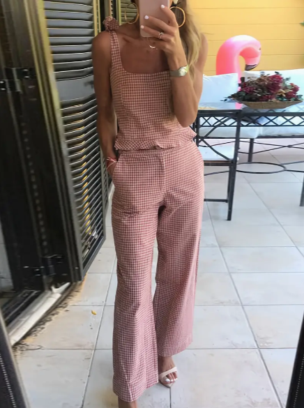 Chic Plaid Two Piece Outfit