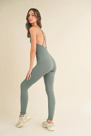 Sage Seamless Strappy Back Essential Jumpsuit