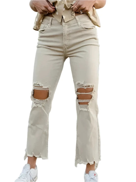 Plus Size Casual High Rise Flared Jeans