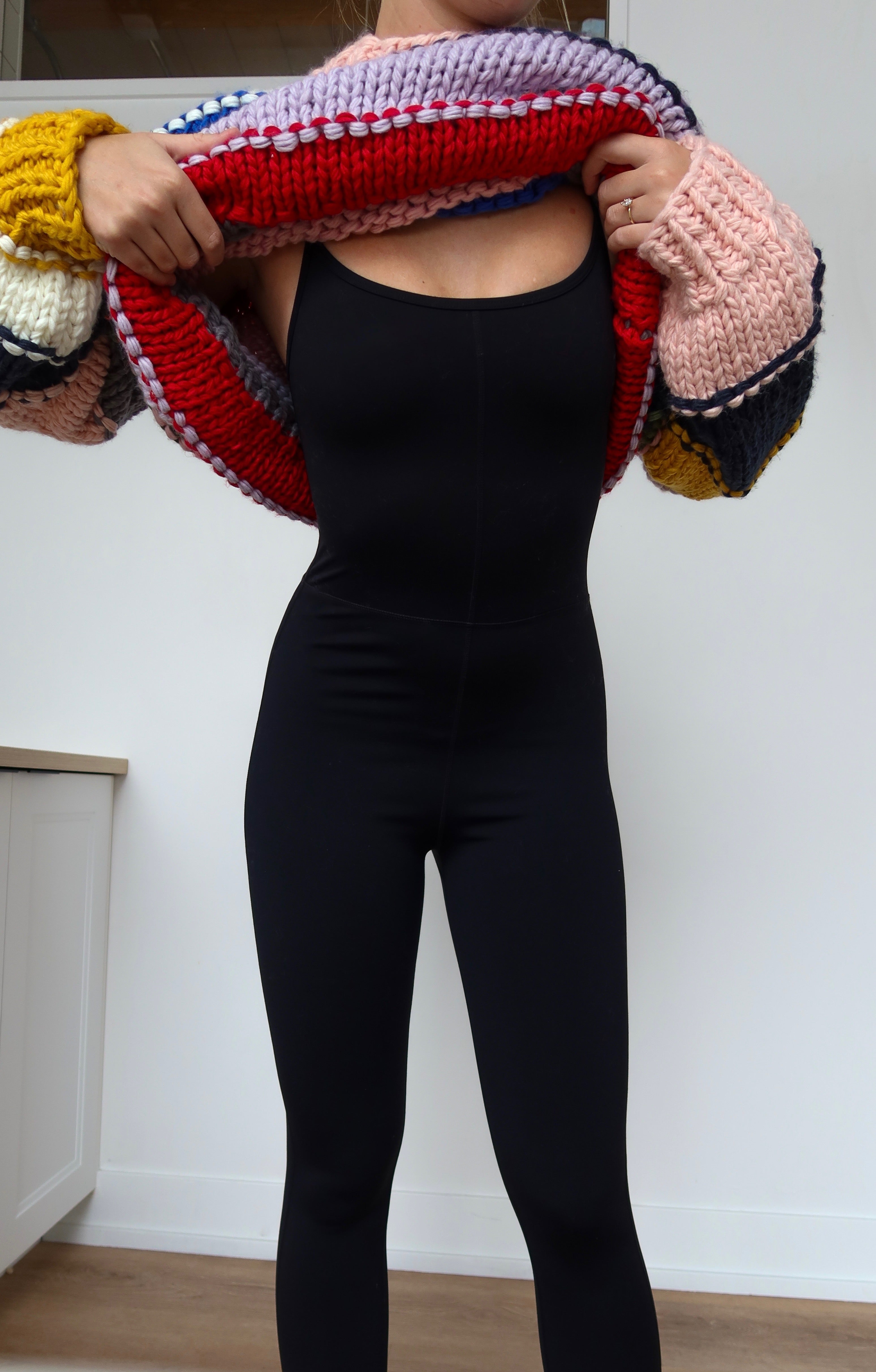 Black Body Hugging 7/8 Length Jumpsuit