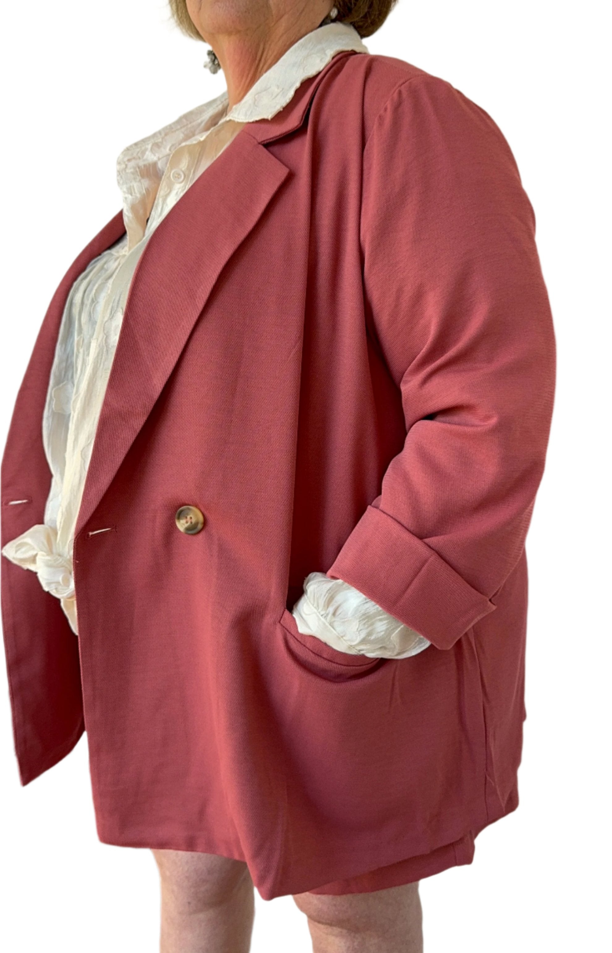 Plus Size Double Breasted Blazer