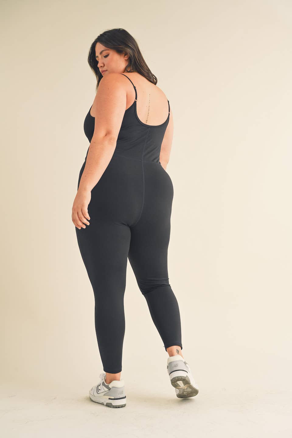 Plus Black Body Hugging 7/8 Length Jumpsuit