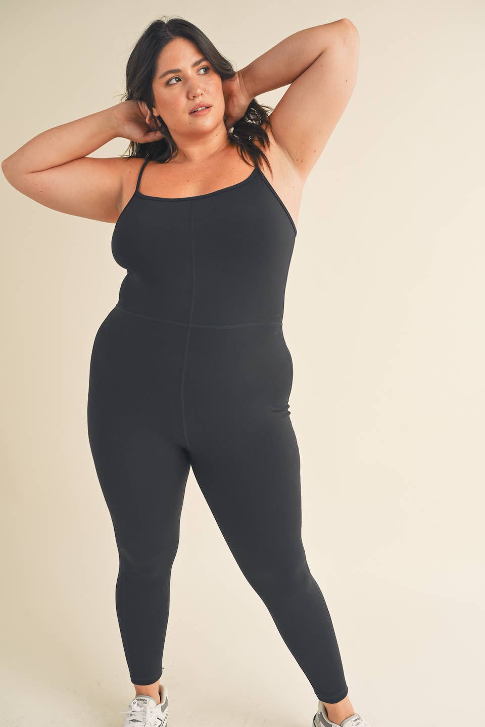 Plus Black Body Hugging 7/8 Length Jumpsuit