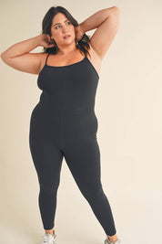 Plus Black Body Hugging 7/8 Length Jumpsuit