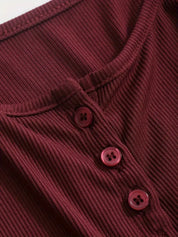 Burgundy Long Sleeve Quarter Button Down