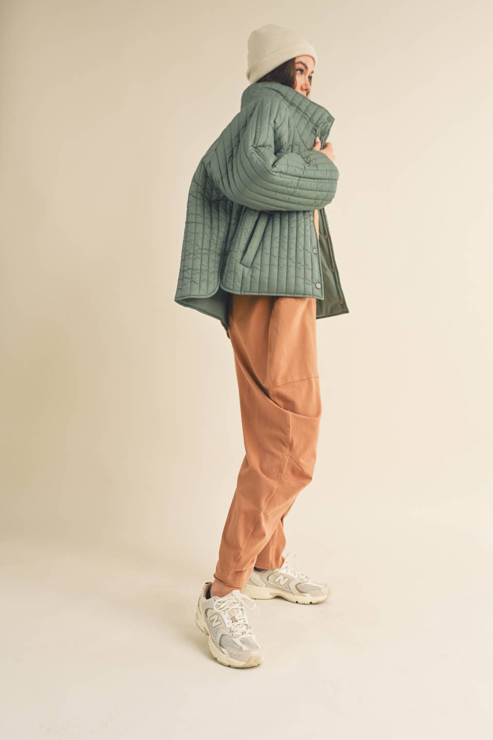 Sage Classic Silhouette Quilted Jacket