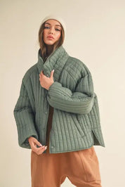 Sage Classic Silhouette Quilted Jacket