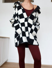 Checkered Button Coat With Pockets