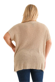 Light Knit Short Sleeve V-Neck Top