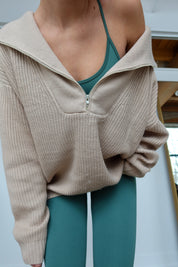 Oversized Half Zip Knit Sweater