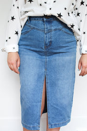 Split Front Denim Skirt