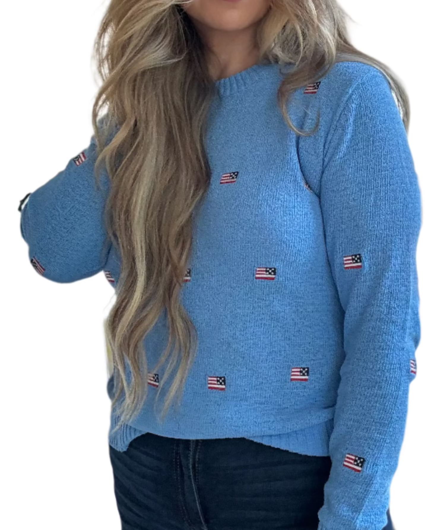 Cozy Flag Pattern Crew Neck Sweater