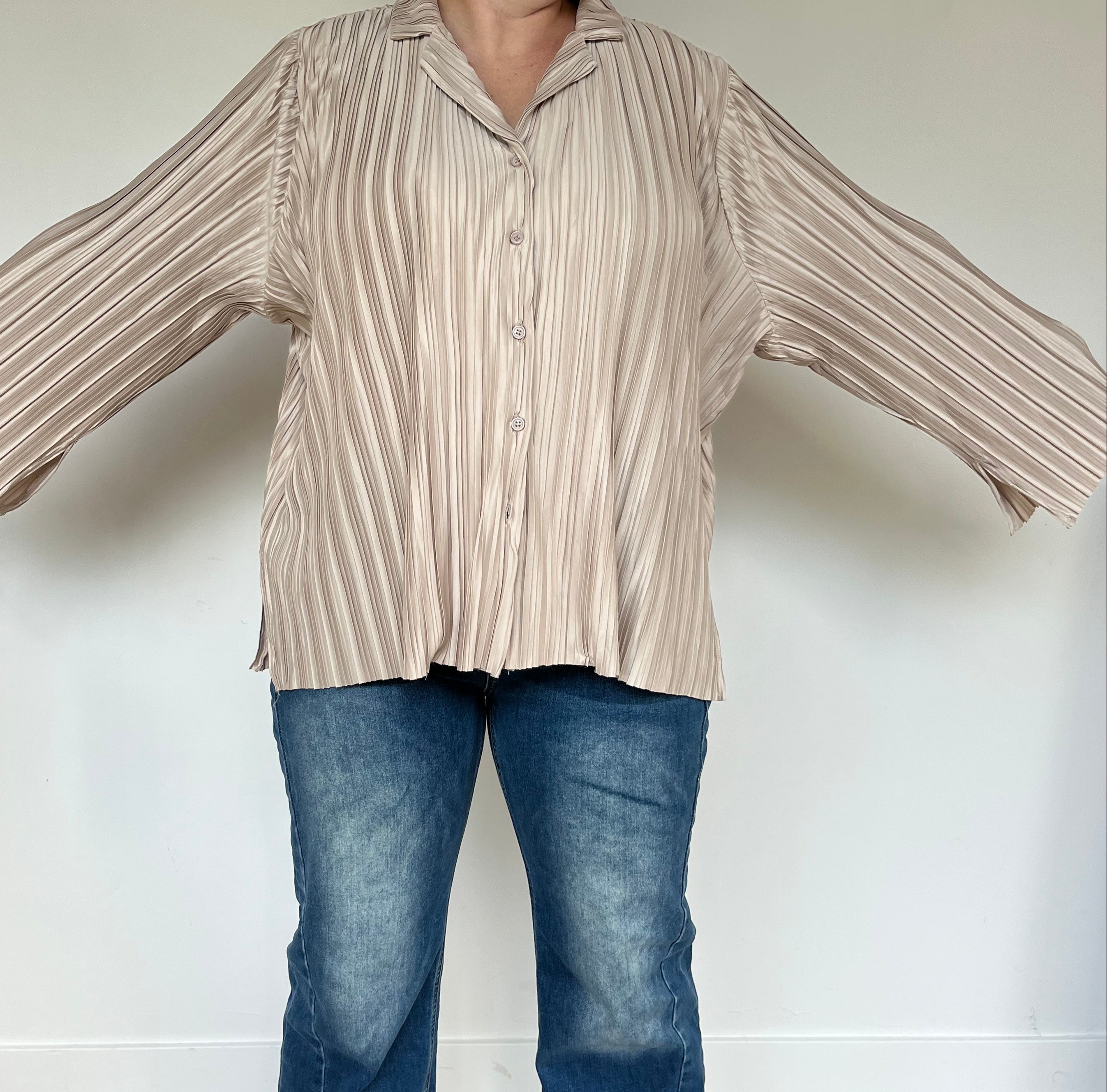 Champagne Pleated Blouse