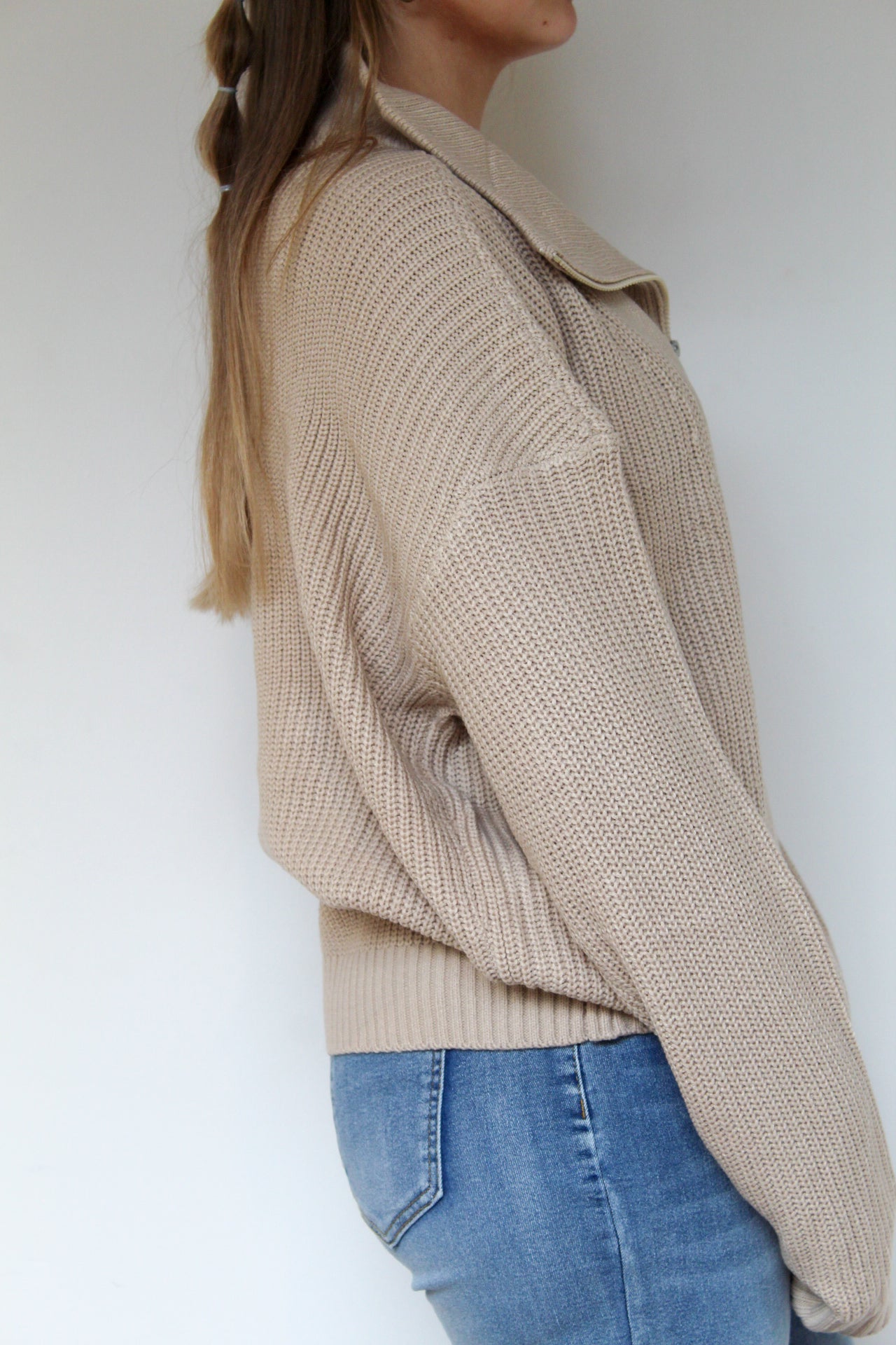 Oversized Half Zip Knit Sweater