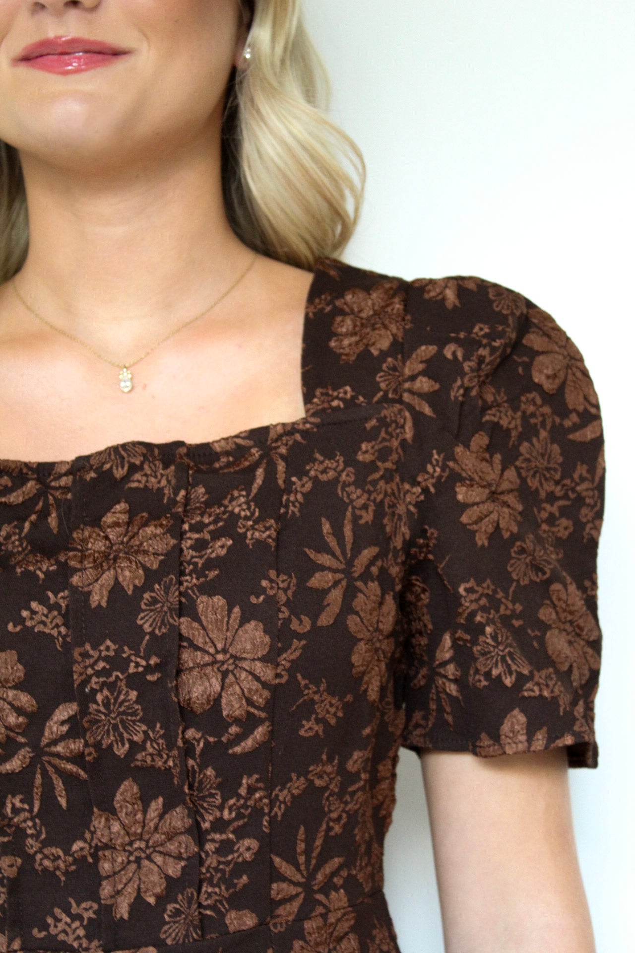 Jacquard Puff Sleeve Dress
