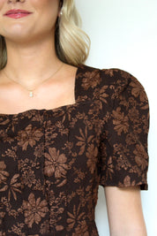 Jacquard Puff Sleeve Dress