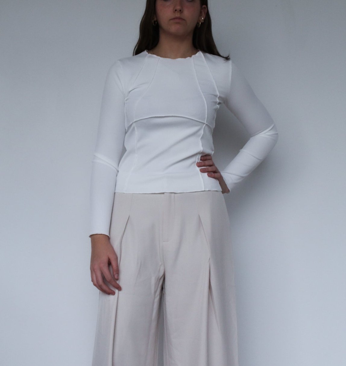 Top-Stitching Crew Neck Long Sleeve