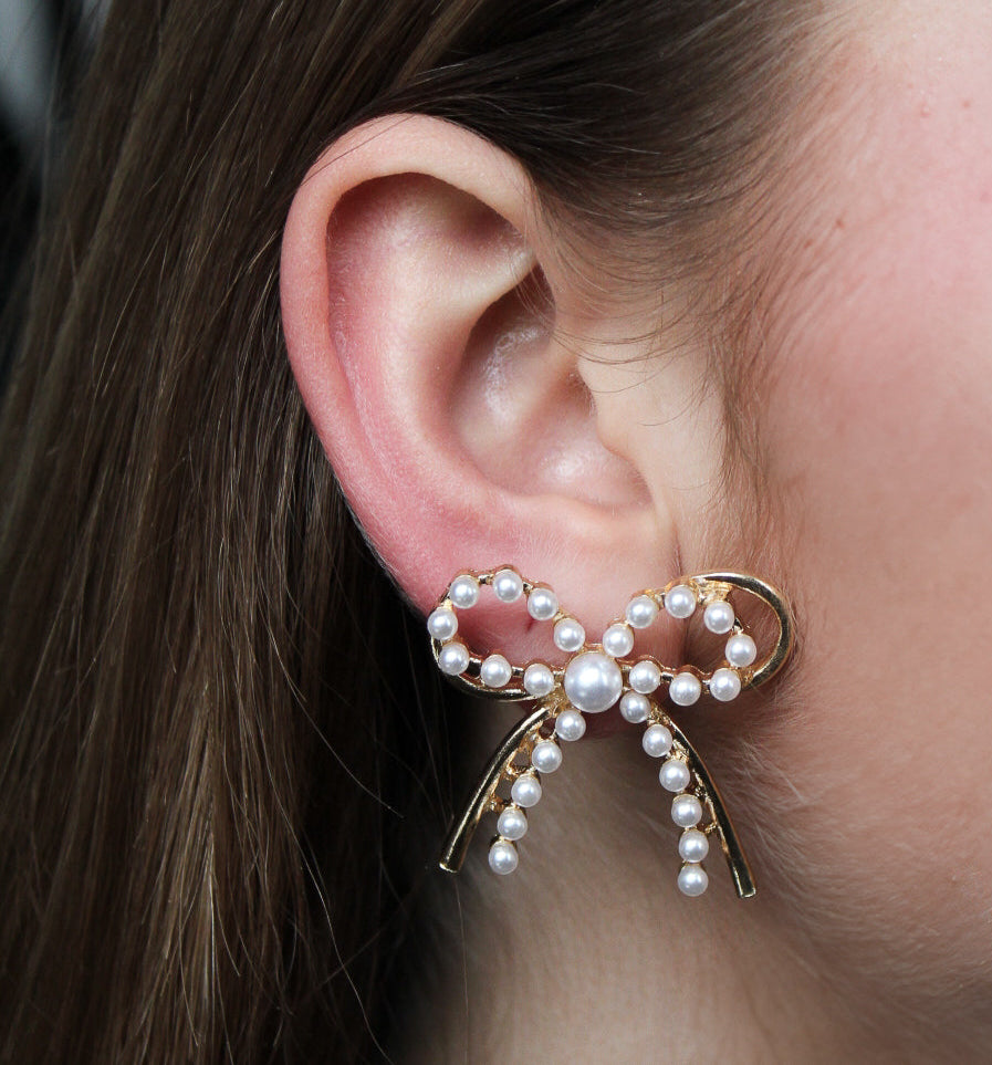 Pearl Bow Earrings