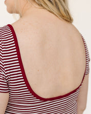 Backless Short Sleeve Striped Top