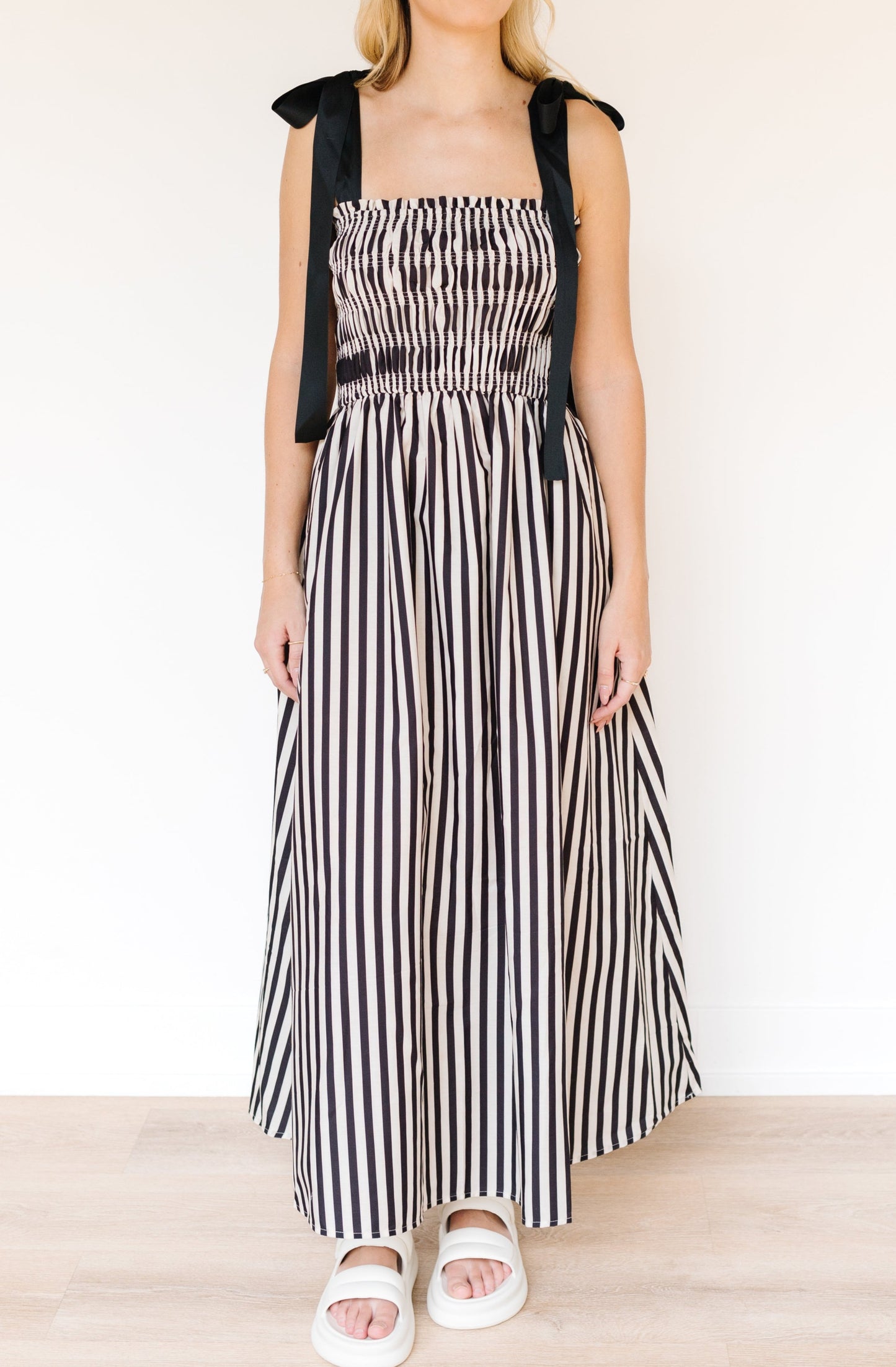 Striped Tie Strap Maxi Dress