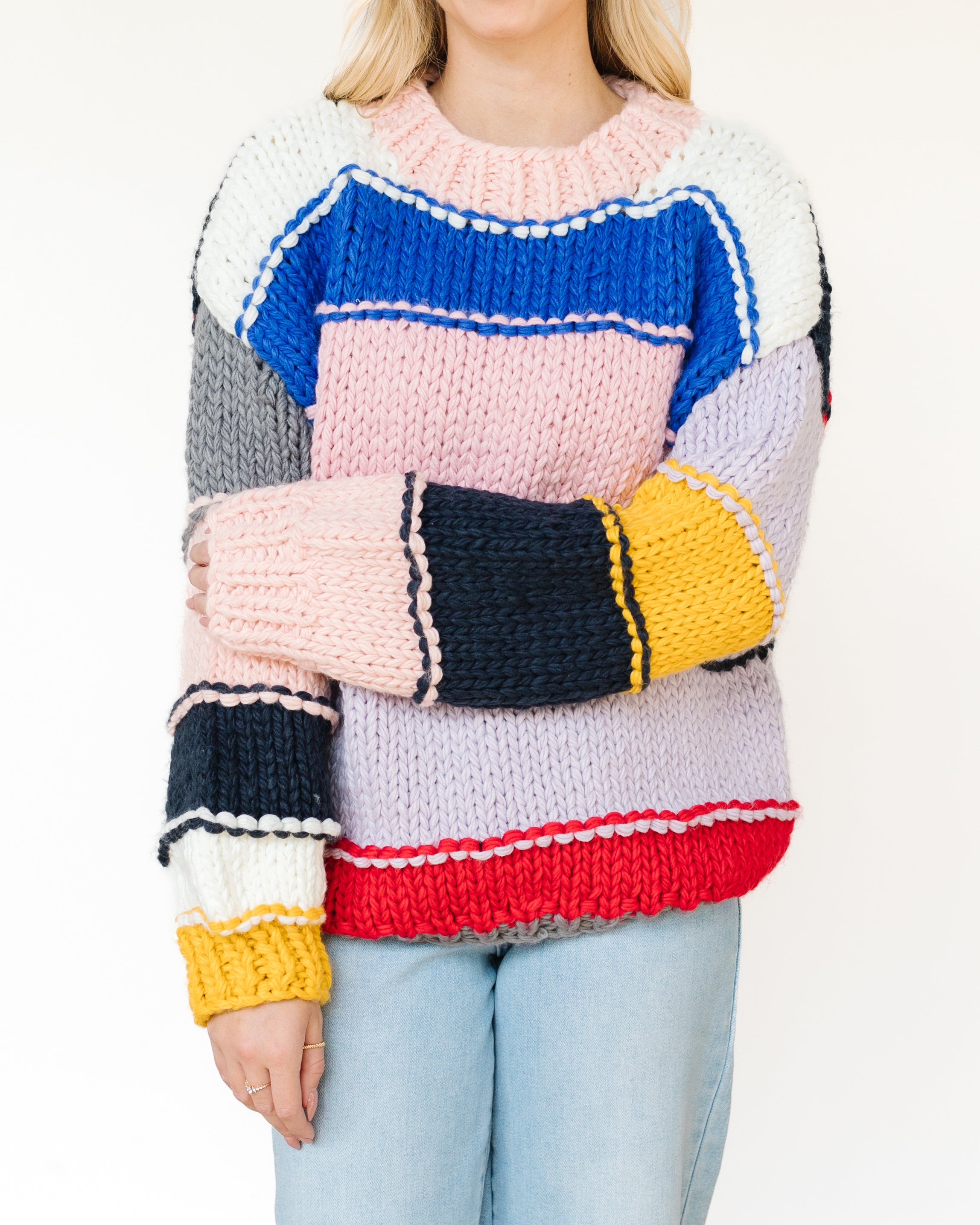 Rainbow Striped Crewneck Sweater