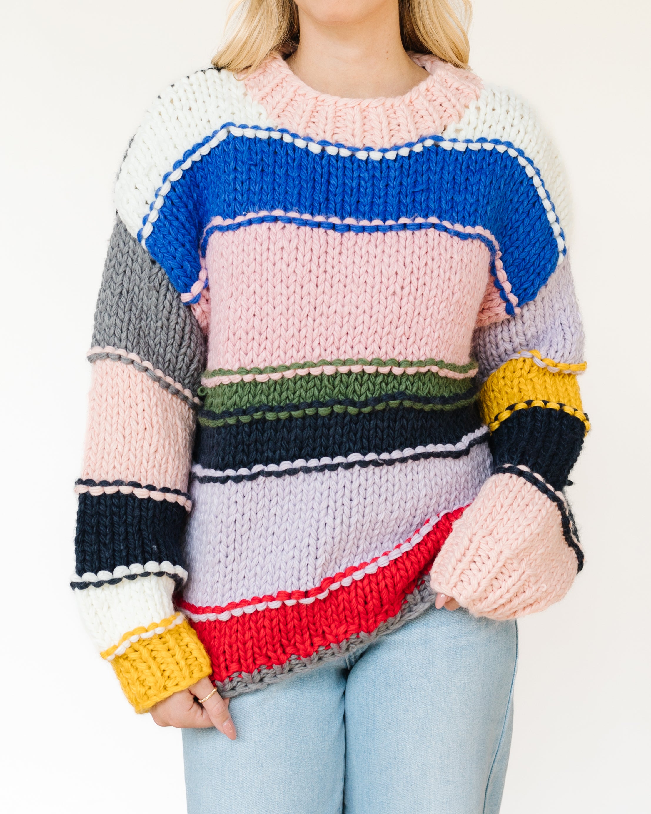 Rainbow Striped Crewneck Sweater