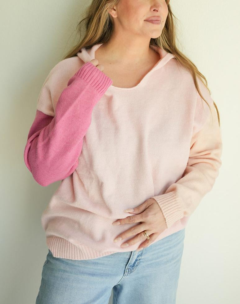 Pink Colorblock Sweater