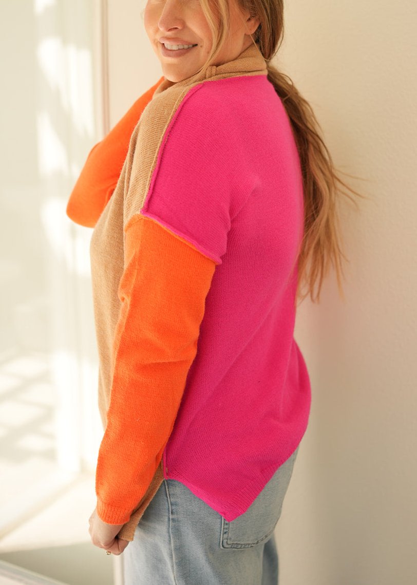 Color Block Long Sleeve Sweater