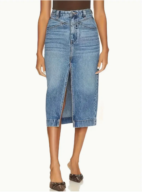 Split Front Denim Skirt