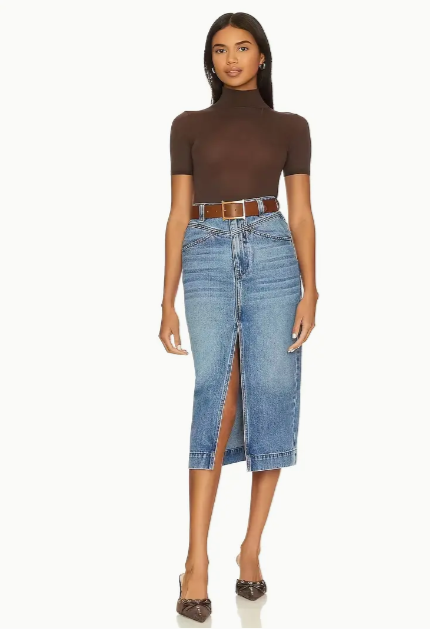 Split Front Denim Skirt