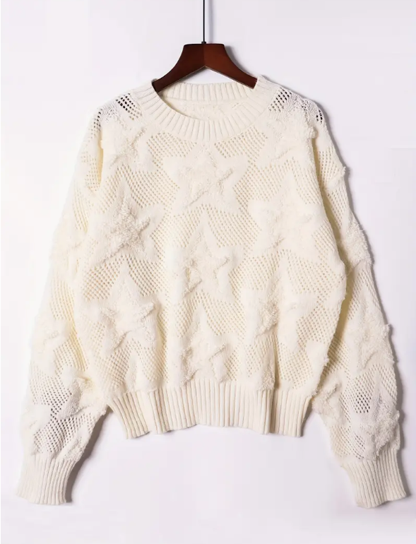 Star Pattern Crew Neck Sweater