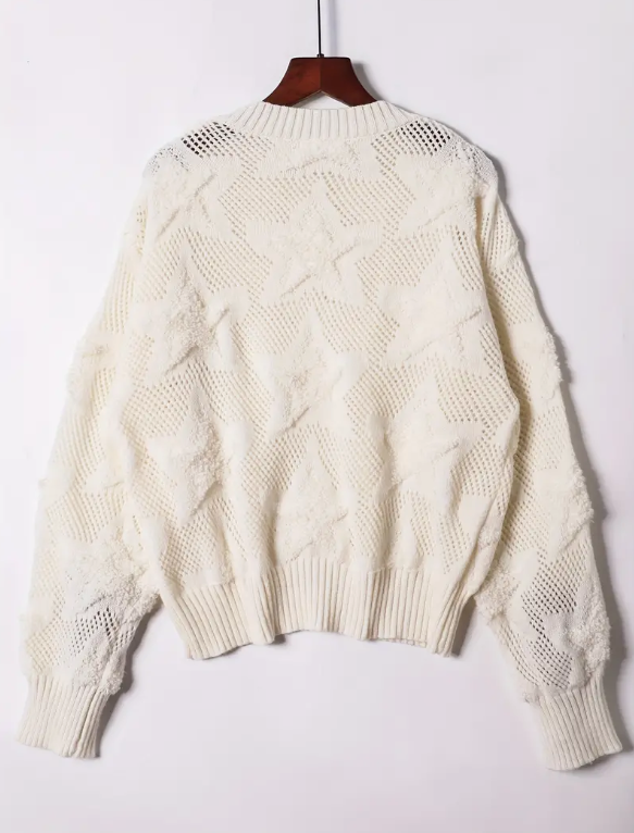 Star Pattern Crew Neck Sweater