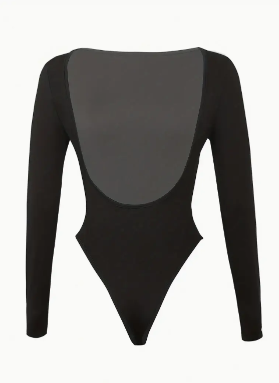 Solid Backless Bodysuit