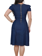Plus Size V Neck Denim Dress
