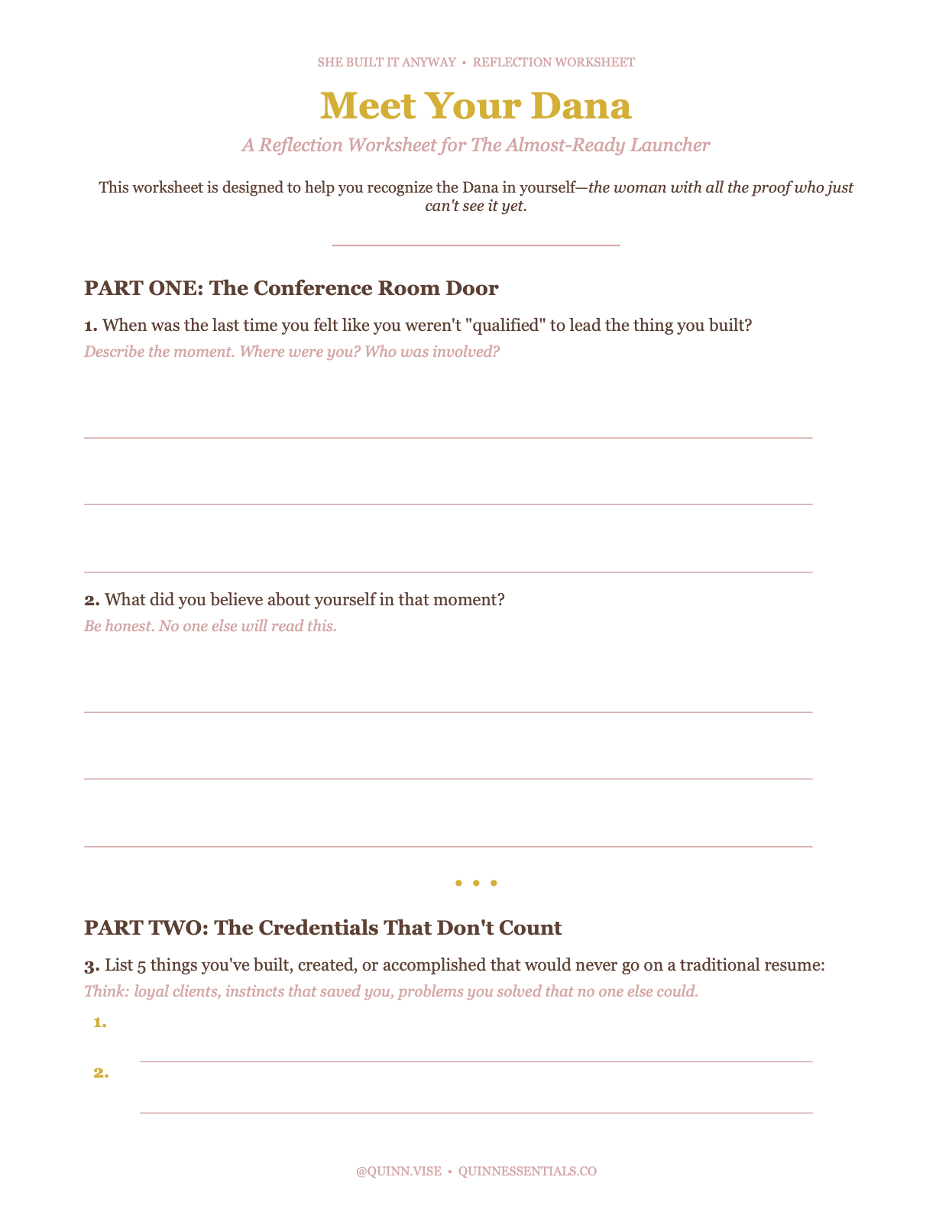 Printables: Meet Your Dana Reflection Worksheet